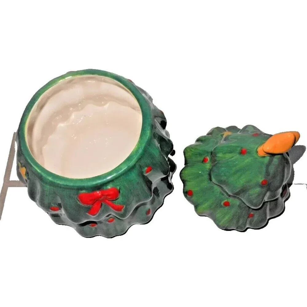 Green Ceramic Christmas Tree Cookie Jar,